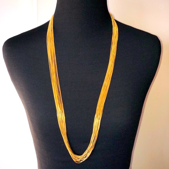 Jewelry - NWOT Liquid Gold Multi Strand Necklace With Ribbon